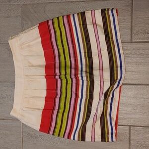 Chic Cream Skirt with Multi-colored Stripes Women's Sz 8 Lined & Pleats EUC Y2K